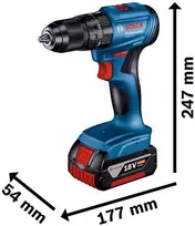 BOSCH Professional belaidis kombinuotas suktuvas GSB 185-LI 2x akumuliatorinis + įkroviklis + priedai (0.615.990.N2P)
