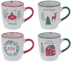 Home Styling Collection Siaki Kavos puodelių rinkinys 4 vnt 180 ml Kalėdiniai