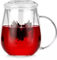 Stiklinis puodelis Vilde su sieteliu ir dangteliu 530 ml