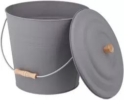 Relaxdays Pilkas pelenų kibiras su dangčiu