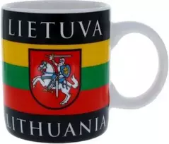 Porcelianinis mažas puodelis Lietuva, vėliava ir Vytis, 130 ml