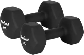 Hantelki HEX 2x9kg neopreno ketaus hanteliai, REBEL ACTIVE