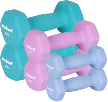 Hantelki HEX ketaus neopreno hantelių rinkinys 12 kg (2x1kg+2x2kg+2x3kg), REBEL ACTIVE