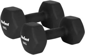 Hantelki HEX 2x10kg neopreno ketaus hanteliai, REBEL ACTIVE