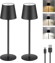LED stalinė lempa, 2 vnt., įkraunama, bevielė, 5000 mAh baterija, lietimui jautrus šviesos reguliavimas, 2700–6000K