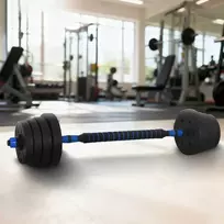 2-in-1 hantelių ir štangos rinkinys 30 kg Juoda ir mėlyna