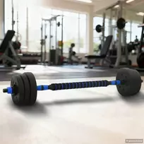 2-in-1 hantelių ir štangos rinkinys 20 kg Juoda ir mėlyna