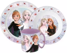 „Disney“ „Ledo šalies“ rudens lapų vakarienės rinkinys, mikroplastiko rinkinys su puodeliu, 390 ml