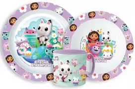 Gabby's Dollhouse Kitty Magic vakarienės rinkinys, mikroplastiko su puodeliu 265 ml