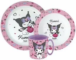Hello Kitty Kuromi pietų servizas, mikroplastiko, su puodeliu, 390 ml