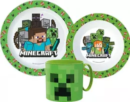 „Minecraft Pixelcraft“ vakarienės rinkinys, mikroplastiko rinkinys su puodeliu 265 ml