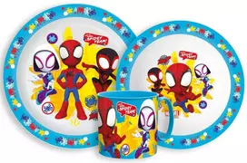 Žmogaus-voro ir „Spidey Team“ vakarienės rinkinys, mikroplastiko, su puodeliu 265 ml