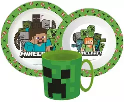 „Minecraft Pixelcraft“ vakarienės rinkinys, mikroplastiko rinkinys su 390 ml puodeliu