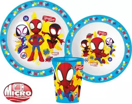 Žmogaus-voro ir „Spidey Team“ vakarienės rinkinys, mikroplastiko, su puodeliu 260 ml