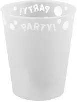 „Party Baltas“ baltas mikro plastiko puodelis, 250 ml