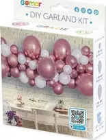 „GoDan DIY“ baliono girlianda rožinė ir auksinė. 65 balionai + kaspinas
