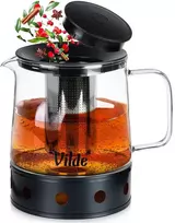 Vilde Arbatos Virdulys su Filtru 1,5 l - Stiklinis Kavos ir Arbatos Puodelis - Infuser - Arbatos Sietelis
