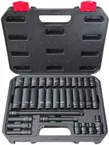Falon Tech Smūginių galvučių rinkinys, ilgos/trumpos 1/2″, 8-24mm, ilgintuvai, 18 vnt.