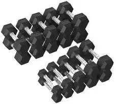 None Hantelių rinkinys TUNTURI Platinum Hex Rubber Dumbbell Set, 1-10kg