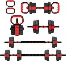 Aosom Hantelių rinkinys, 6-in-1 reguliuojamas 15 kg, 100x18x18 cm, raudona, plastikas
