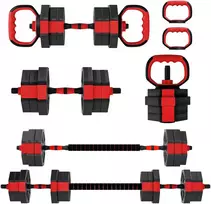 Aosom Hantelių rinkinys, reguliuojamas 6-in-1 20 kg, 100x18x18 cm, raudona, plastikas