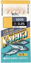 Sistema jūrinei žvejybai Aji Sabiki S205 Golden Catch 6 dydis/su 5 kabliais