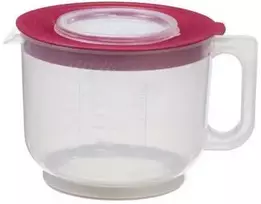 Matavimo indas su dangčiu ir rankena Plast Team 14x21.2x17.3cm/2L permatoma/raudona