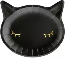 Popierinės lėkštės PartyDeco 22x20cm/6vnt. Cat/juodos