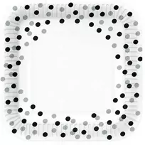 Kartoninės lėkštės Confetti Sidabrinis-Juodas Paw Ø23cm/10vnt.