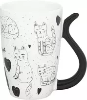 Puodelis Juodas Cat Ambition 370ml baltas