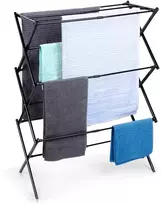 Juoda vertikali metalinė skalbinių džiovyklė, ištraukiama, 44,5–75 x 37,5 x 105 cm
