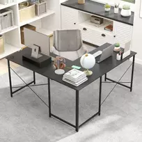 Promotions Kampinis rašomasis stalas, L formos reversinis stalas su įkrovimo stotele, 150x150x75 cm, pilkas, metalas