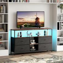 TV spintelė su 4 stalčiais ir LED lemputėmis,137x29.8x78cm,juoda