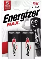 2vnt. 6LR61/9V (R9*) Energizer Max šarminių baterijų.