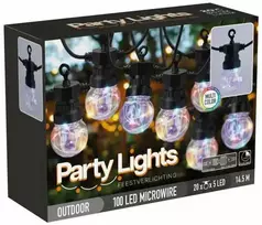 Sujungiama lauko girlianda su laikmačiu IP44 9.5m/20vnt. RGB/juodas