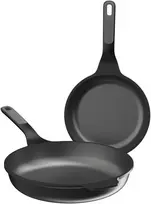 BergHOFF 3 dalių keptuvių rinkinys - Uqonic Downdraft serija su 24 cm ir 28 cm keptuvėmis ir dangčiu