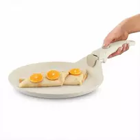 Starke Pro Indukcinė blynų keptuvė 26 cm su nuimama soft-touch rankena, kreminės spalvos neprisvylanti keptuvė lietiniams, keptuvė nuimama rankena, 26 cm neprisvylanti blynų keptuvė, virtuvės indai blynams