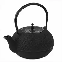 Ketaus arbatinukas su nerūdijančio plieno sieteliu, 1.8 litro juoda matinė apdaila, tradicinis arbatos virdulys, arbatinukas su infuzoriumi, ketaus virdulys arbatai plikyti