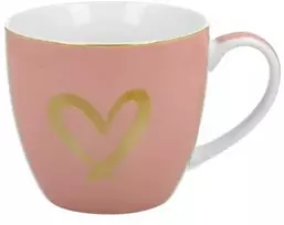 DUO Porcelianinis puodelis 460ml rožinis su širdele