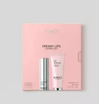 Kiko Milano lūpų priežiūros rinkinys: lūpų šveitiklis ir spindintis balzamas