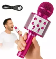 Belaidis „Bluetooth“ karaoke mikrofonas vaikams, rožinis