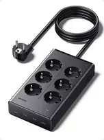 Ilgiklis 6 lizdų 1.3m, su USB krovikliu (3x USB-A max 15W, 1x USB-C max 20W) juoda S622 UGREEN