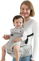 MOMCOZY KŪDIKIŲ NEŠIOKLĖ MOVE2FIT 2IN1 SU KLUBŲ SĖDYNE, SU TINKLELIU, PILKA