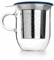 Ibili stiklinis puodelis 350ml su sieteliu/dangteliu