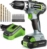 WORKPRO 18 V akumuliatorinis gręžtuvas–suktuvas, 25 Nm, 2.0 Ah Li-Ion, 2 greičiai