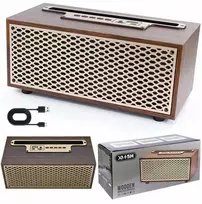 Medinė retro stiliaus „Bluetooth“ kolonėlė su radiju, 8 W galia ir bosu