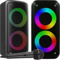 Didelė belaidė „Bluetooth“ boombox kolonėlė su karaoke funkcija