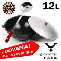 Užbekiškas poliruotas kazanas 12L (Namangan) plokščias dugnas su DOVANA — kiaurasamčiu! (Kopija)