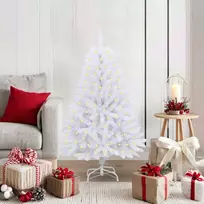Dirbtinė Kalėdų eglutė su 150 LED Balta 120 cm PVC ir metalas
