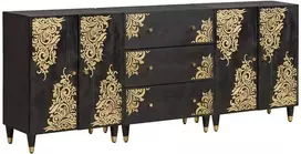 Vonios spintos komplektas 3 vnt. 180 x 33 x 75 cm Juoda